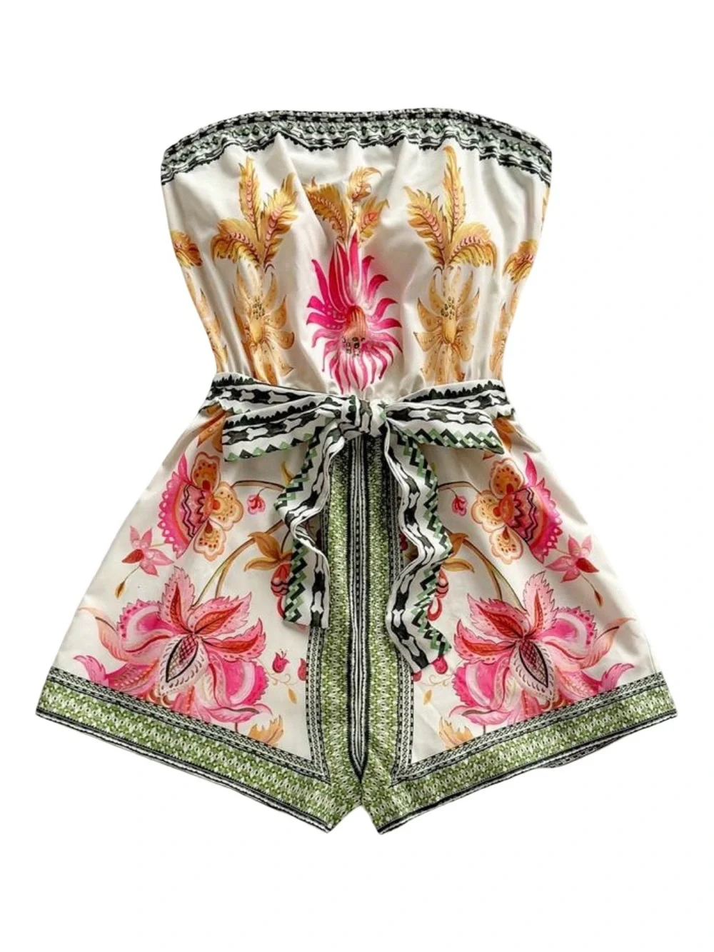 Soleia Floral Print Tie Waist Sleeveless Romper Medium/Large 8/10 Summer - Picture 1 of 4